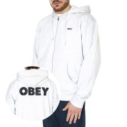 Obey-M' Obey Bold Zip Hood Premium French Terry Fleece Ash Grey Sweatshirt