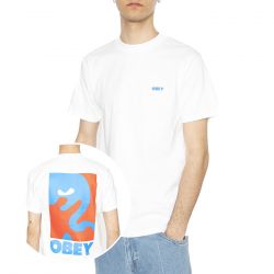 Obey-Obey Cropped Icon Tee White - Maglietta Girocollo Uomo Bianca