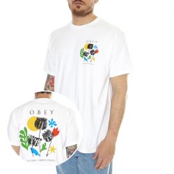 Obey-Obey Flowers Papers Scissors Classic Tee White - Maglietta Girocollo Uomo Bianca