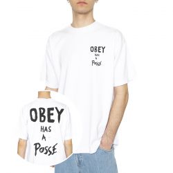 Obey-Obey Has A Posse Tee White - Maglietta Girocollo Uomo Bianca