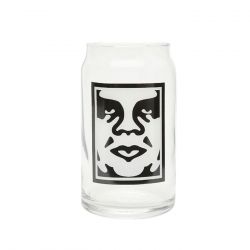 Obey-Obey Icon Drinking Glass Clear - Bicchiere con Logo a Contrasto