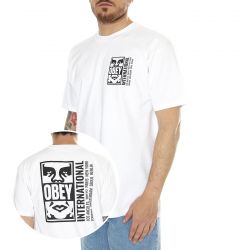 Obey-Obey Icon Split Classic Tee White - Maglietta Girocollo Uomo Bianca