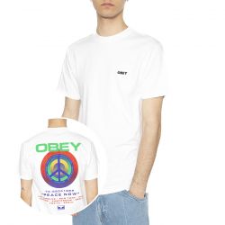 Obey-Obey Peace Targer Tee White - Maglietta Girocollo Uomo Bianca