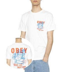 Obey-Obey Printing Press Make Art Tee White - Maglietta Girocollo Uomo Bianca