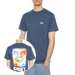 Obey-Obey Target Icon Tee Harbor Blue - Maglietta Girocollo Uomo Blu
