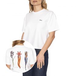 Obey-Obey Water Color Flower Tee White - Maglietta Girocollo Donna Bianca