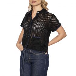 Obey-Pilar Crochet SS Cardigan Black - Cardigan in Maglia Donna Nero