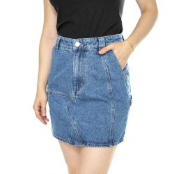 Obey-Rebuilt Carpenter Skirt Light Indigo - Gonna Denim Jeans Blu
