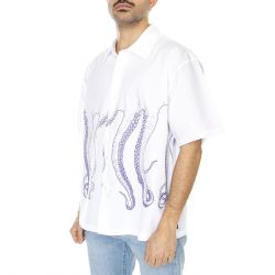 Octopus-Octopus Outline Shirt White - Camicia Maniche Corte Uomo Bianca / Multicolore