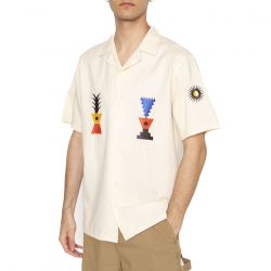OLOW-Aloha Herbier Atoum Off White Shirt - Camicia Maniche Corte Uomo Beige