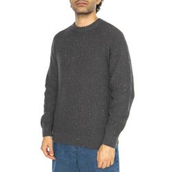 Only & Sons-Litus Reg 5 Naps Crew Knit Grey Pinstripe - Maglione Girocollo Uomo Grigio