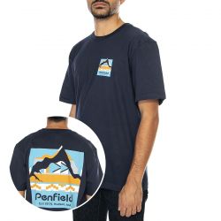 PENFIELD-Geo Back Print T-Shirt Navy Blazer - Maglietta Girocollo Uomo Blu