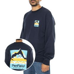 PENFIELD-Geo Backprint Sweatshirt Bavy Blazer - Felpa Girocollo Uomo Blu