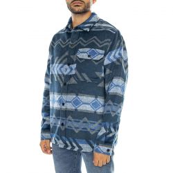 PENFIELD-Geo Brushed Shirt Blue Wing Teal - Camicia Uomo Multicolore