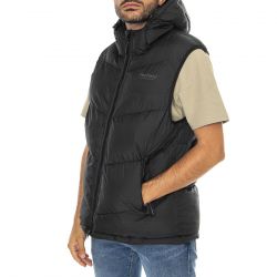 PENFIELD-Hudson Script Angled Quilt Rip Black - Giacca Smanicata con Cappuccio Uomo Nera