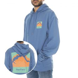 PENFIELD-Mountain Back Print LB Hood Blue Horizon - Felpa con Cappuccio Uomo Blu