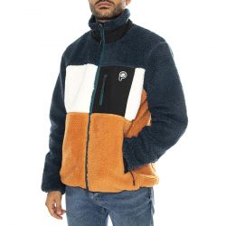 PENFIELD-P Bear Colour Block Borg Zip T Blue Wing Teal - Giacca Uomo Multicolore