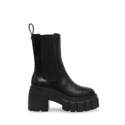 Steve Madden-Womens Ballistic Black Leat Ankle Boots-SMSBALLISTIC-BLA