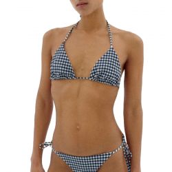 THINKING-Adjustable gingham checks Calabria bikini top - Top Costume da Bagno Donna Multicolore