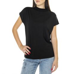 THINKING-Basic Black Volta T-Shirt - Maglietta Girocollo Donna Nera