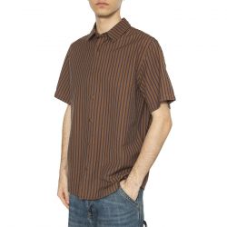 THINKING-Brown Stripes Tom Shirt Brown - Camicia Maniche Corte Uomo Multicolore