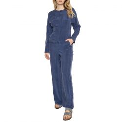 THINKING-Tuta Marcia in Cupro Blue Jumpsuit - Abito Tuta Donna Blu