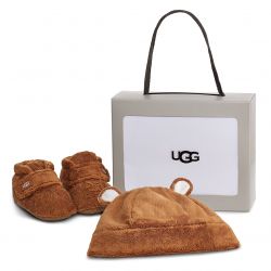 Ugg-Kids Bixbee and Beanie Chestnut Box Shoes and Hat Set-UGKBIXBEACHE1120951I
