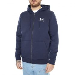 UNDER ARMOUR-UA Essential Fleece Fz Hood Blue - Felpa con Cappuccio e Zip Uomo Blu