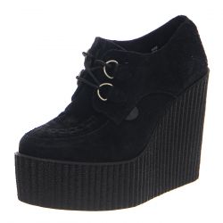 Underground-Wedge Wulfurn Black Suede - Scarpe Stringate Profilo Alto Donna Nere