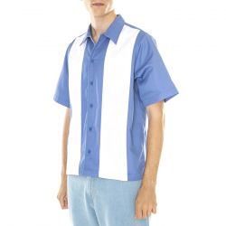 Usual-M' GZA Shirt Sky Blue / White - Camicia Maniche Corte Uomo Blu / Bianca / Multicolore-S23SGZA-SKY