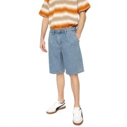 Vans-Authentic Chino Loose Pleated Denim Short Stonwash / Blue - Bermuda Uomo Blu