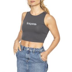 Vans-Blur Fitted Crop Tank Asphalt - Top Donna Grigio
