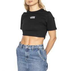 Vans-Flying V Crew Crop II Black - Maglietta Girocollo Donna Nera
