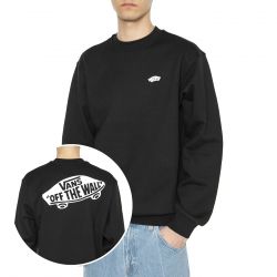 Vans-Style 76 II Loose Ft Crew Black / White - Felpa Girocollo Uomo Nera
