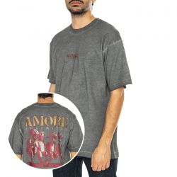 VERTERE BERLIN-Amore Unlimited T-Shirt Washed Black - Maglietta Girocollo Uomo Grigia