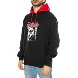 WASTED PARIS-Hoodie Telly Wire Black / Fire Red - Felpa con Cappuccio a Contrasto Uomo Nera