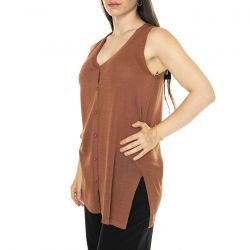 WILD PONY-Cárdigan punto tipo chaleco marrón Brown - Cardigan Donna Marrone