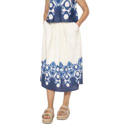 WILD PONY-Falda midi estampado Goa - Gonna Bianca / Blu
