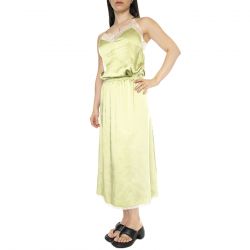 WILD PONY-Falda midi satinada encaje verde Green Skirt