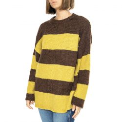 WILD PONY-Jersey Rayas Marrón y Amarillo - Maglione Donna Multicolore
