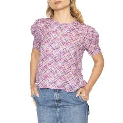 WILD PONY-Top Manga Corta Cuadros Rosa Pink Tank - Top Donna Multicolore