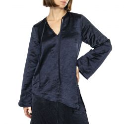 WILD PONY-Top satén arrugado azul - Top Donna Blu