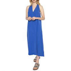 WILD PONY-Vestido largo escote pico azul blue dress - Abito Donna Blu