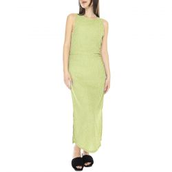 WILD PONY-Vestido Midi en Tejido Arrugado Green Dress