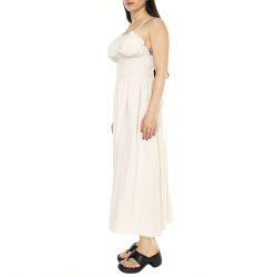 WILD PONY-Vestido Midi Satinado Tirantes Blanco