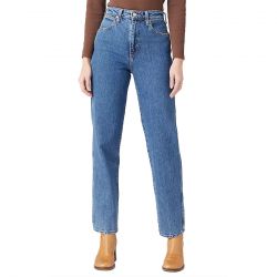 WRANGLER-Mom Straight Winter Hue Denim Pants - Pantaloni Denim Jeans Donna Blu