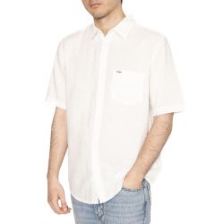 WRANGLER-Shirt White - Camicia Maniche Corte Uomo Bianca