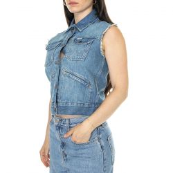 WRANGLER-Shrunken Denim Vest Leaving Town - Top Denim Jeans Donna Blu