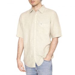 WRANGLER-SS Shirt Ecru - Camicia Maniche Corte Uomo Verde