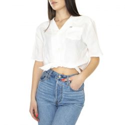 WRANGLER-Tie Resort Shirt Worn White - Camicia Maniche Corte Donna Bianca